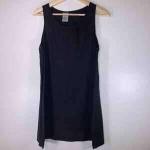 Match Point Linen Womens Tunic Top Black 100% Linen Lagenlook